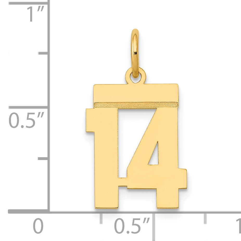 14k Small Polished Number 14 Charm