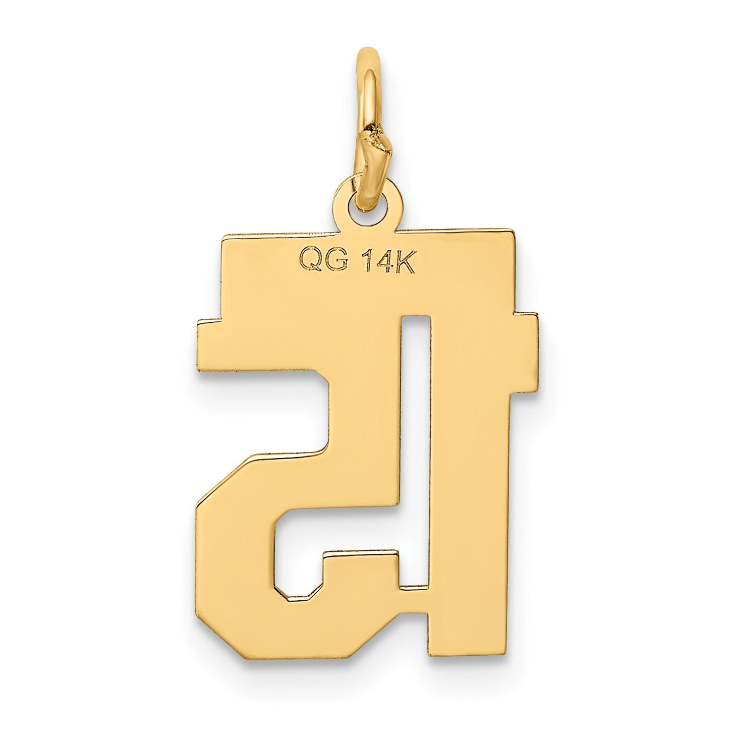 14k Small Polished Number 15 Charm