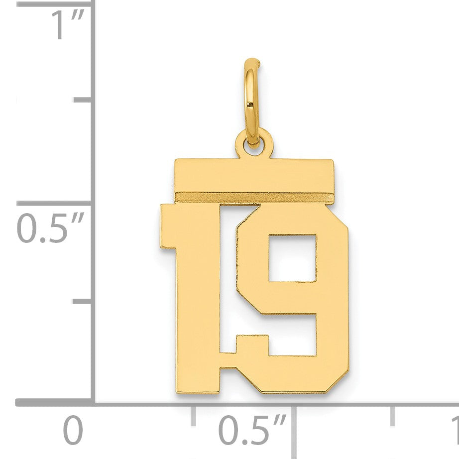 14k Small Polished Number 19 Charm