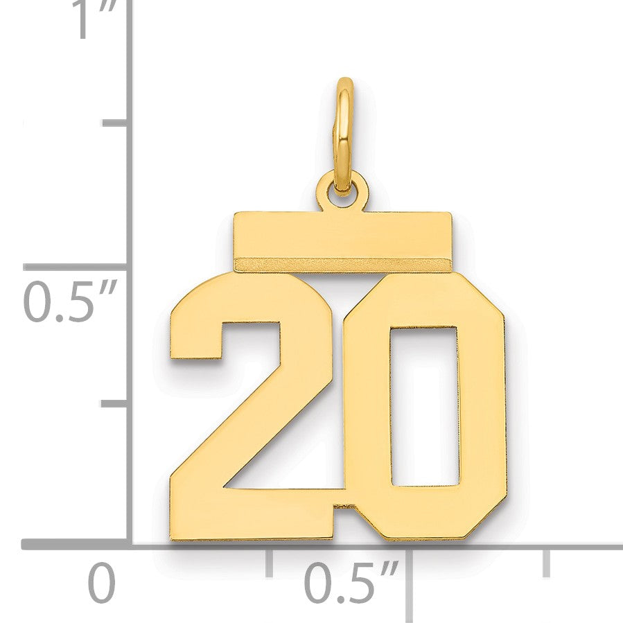 14k Small Polished Number 20 Charm