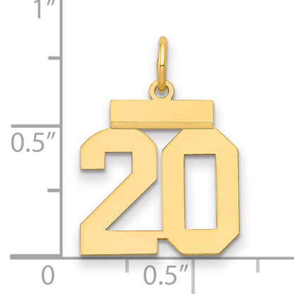14k Small Polished Number 20 Charm