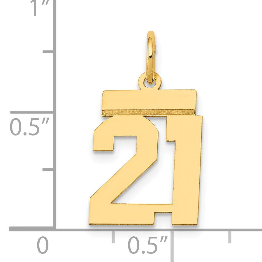 14k Small Polished Number 21 Charm