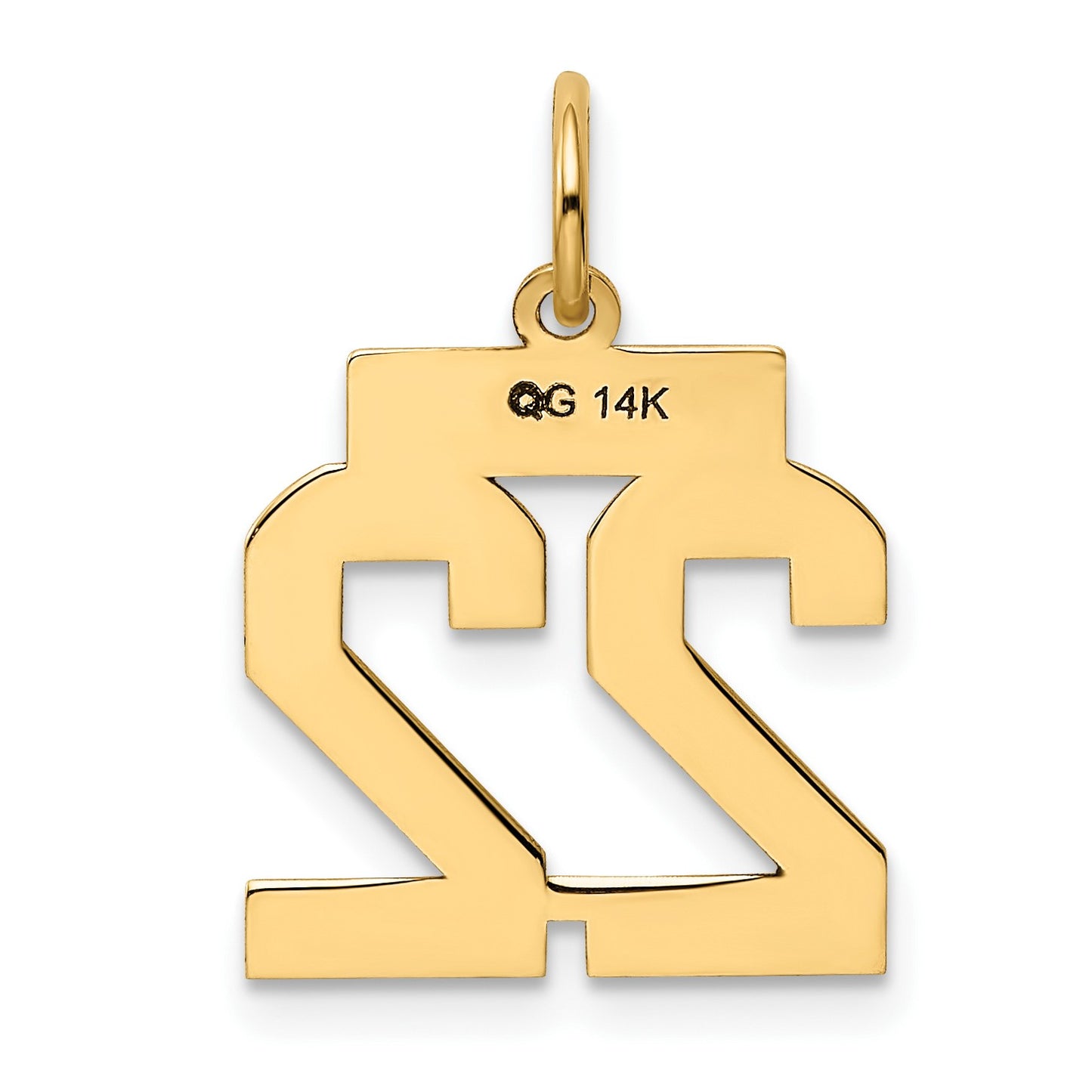 14k Small Polished Number 22 Charm