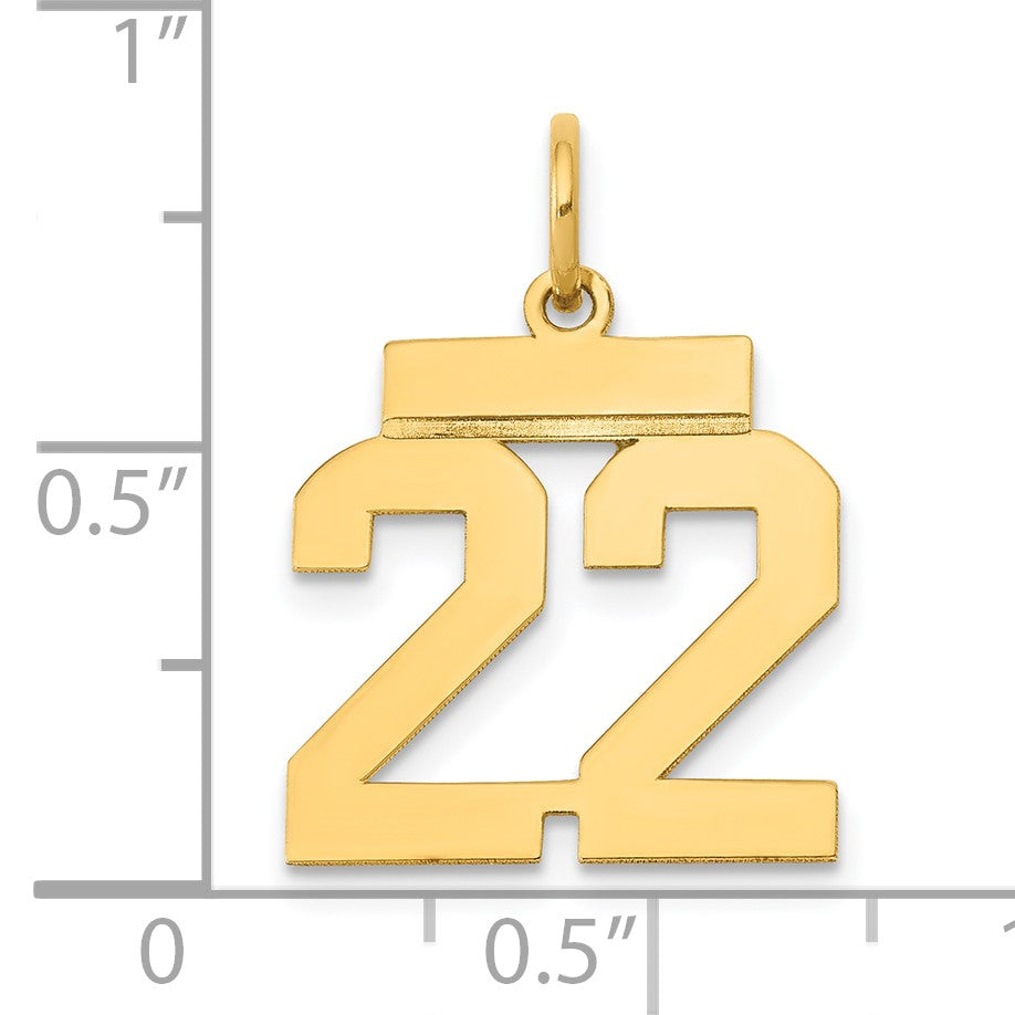 14k Small Polished Number 22 Charm