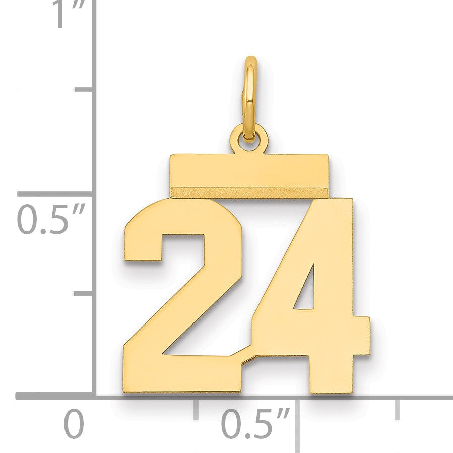 14k Small Polished Number 24 Charm
