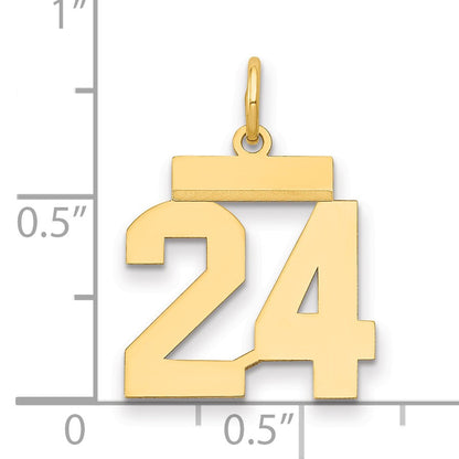 14k Small Polished Number 24 Charm
