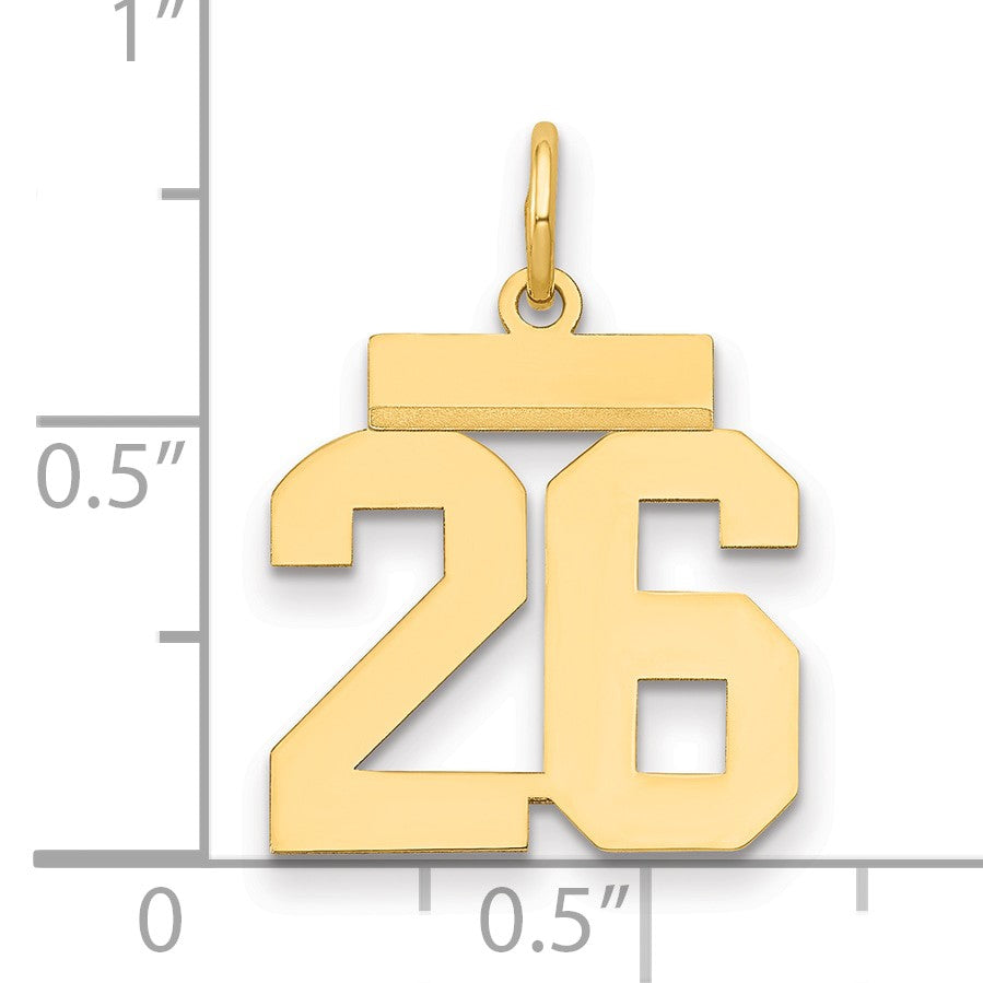 14k Small Polished Number 26 Charm