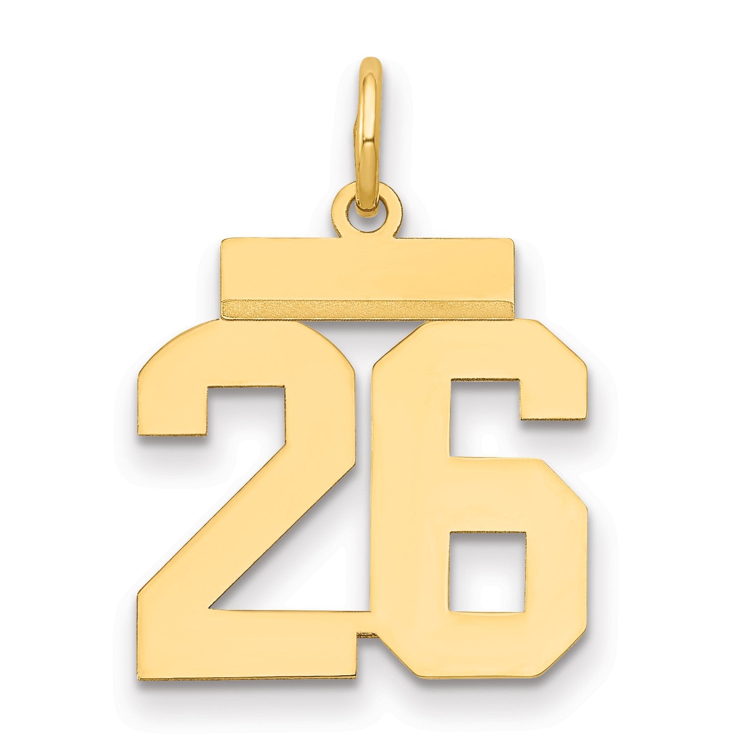 14k Small Polished Number 26 Charm