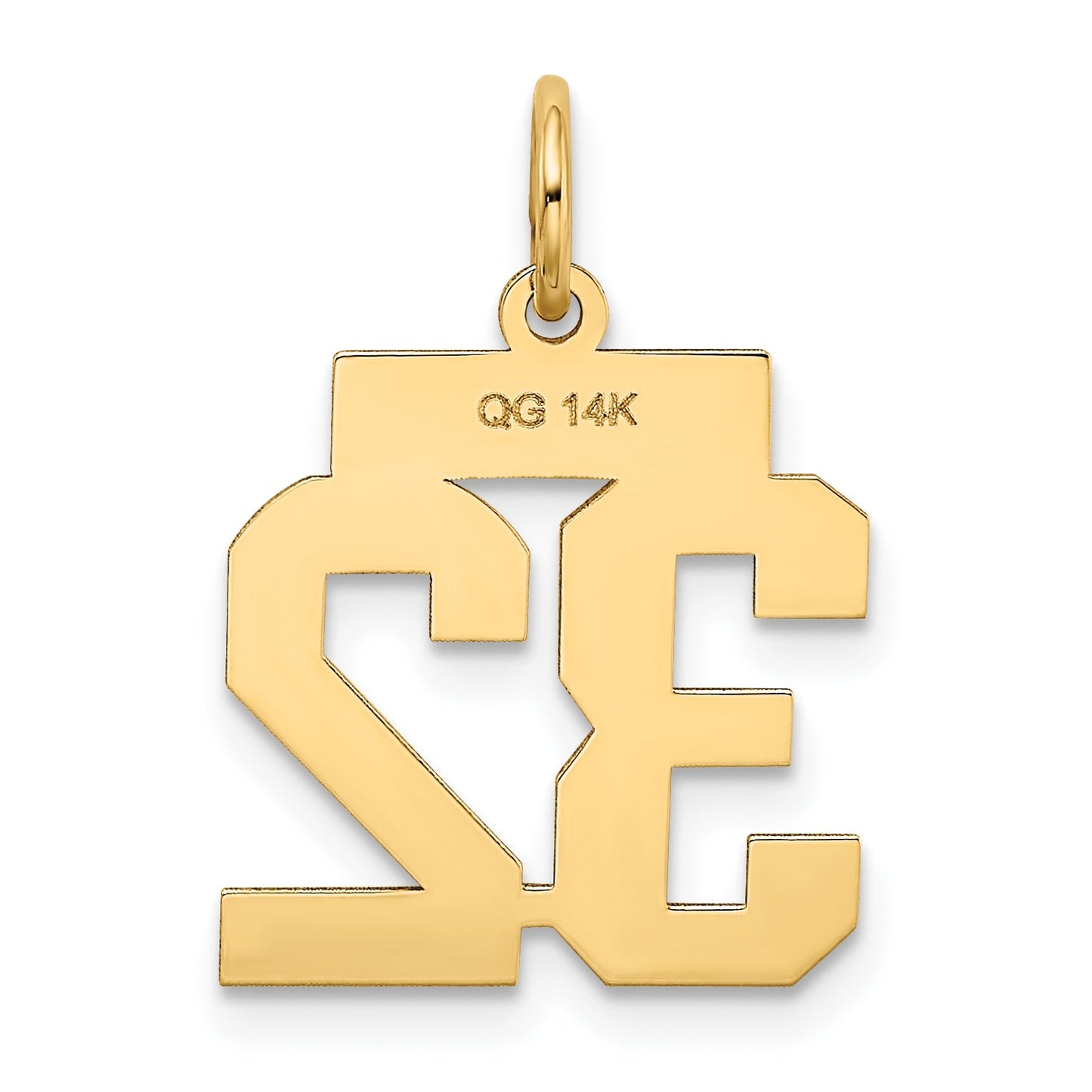 14k Small Polished Number 32 Charm