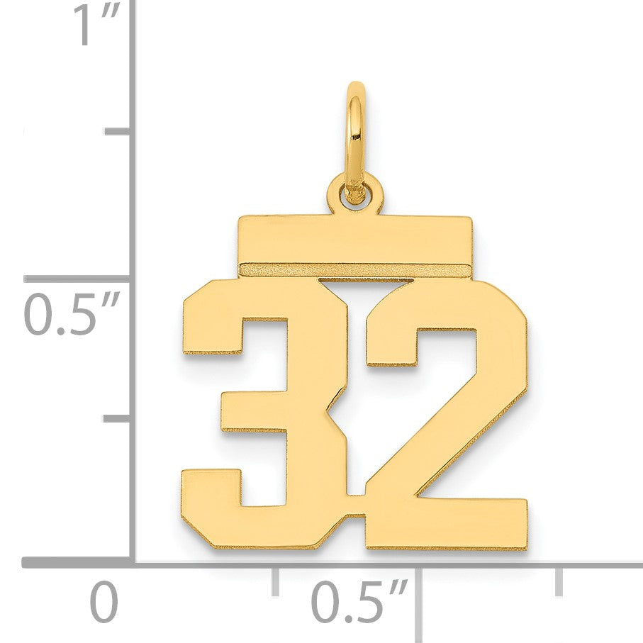 14k Small Polished Number 32 Charm