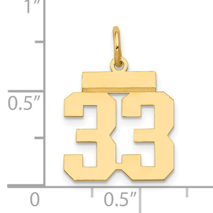 14k Small Polished Number 33 Charm