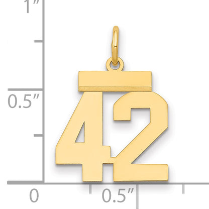 14k Small Polished Number 42 Charm
