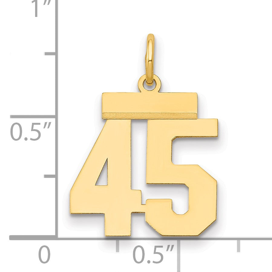 14k Small Polished Number 45 Charm