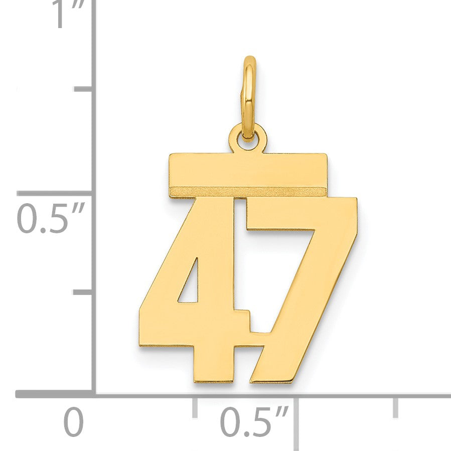 14k Small Polished Number 47 Charm