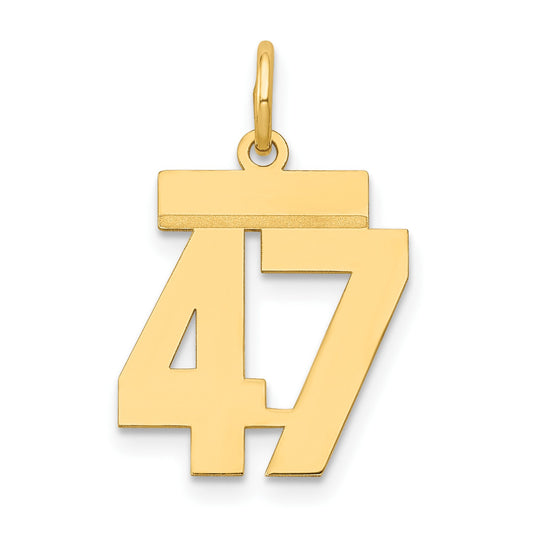 14k Small Polished Number 47 Charm