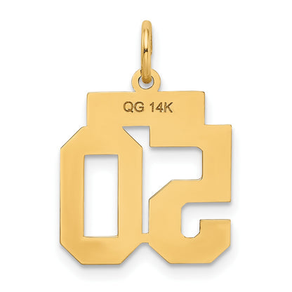 14k Small Polished Number 50 Charm