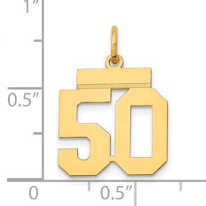 14k Small Polished Number 50 Charm
