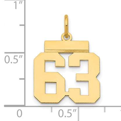 14k Small Polished Number 63 Charm