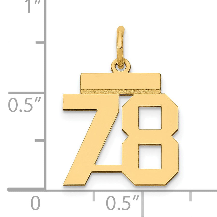 14k Small Polished Number 78 Charm