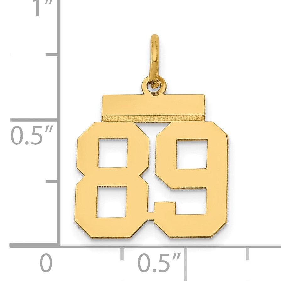 14k Small Polished Number 89 Charm
