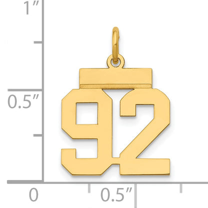 14k Small Polished Number 92 Charm