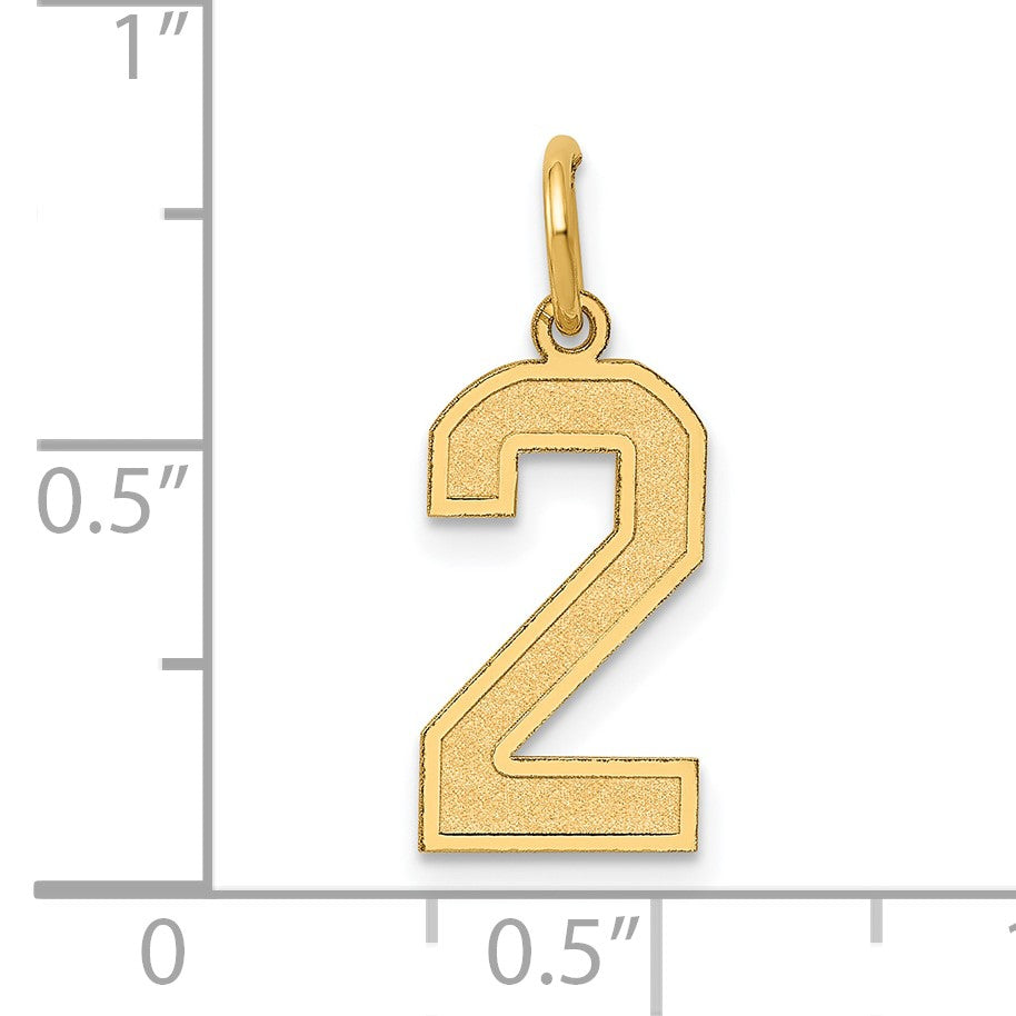 14k Medium Satin Number 2 Charm