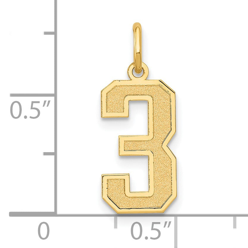 14k Medium Satin Number 3 Charm