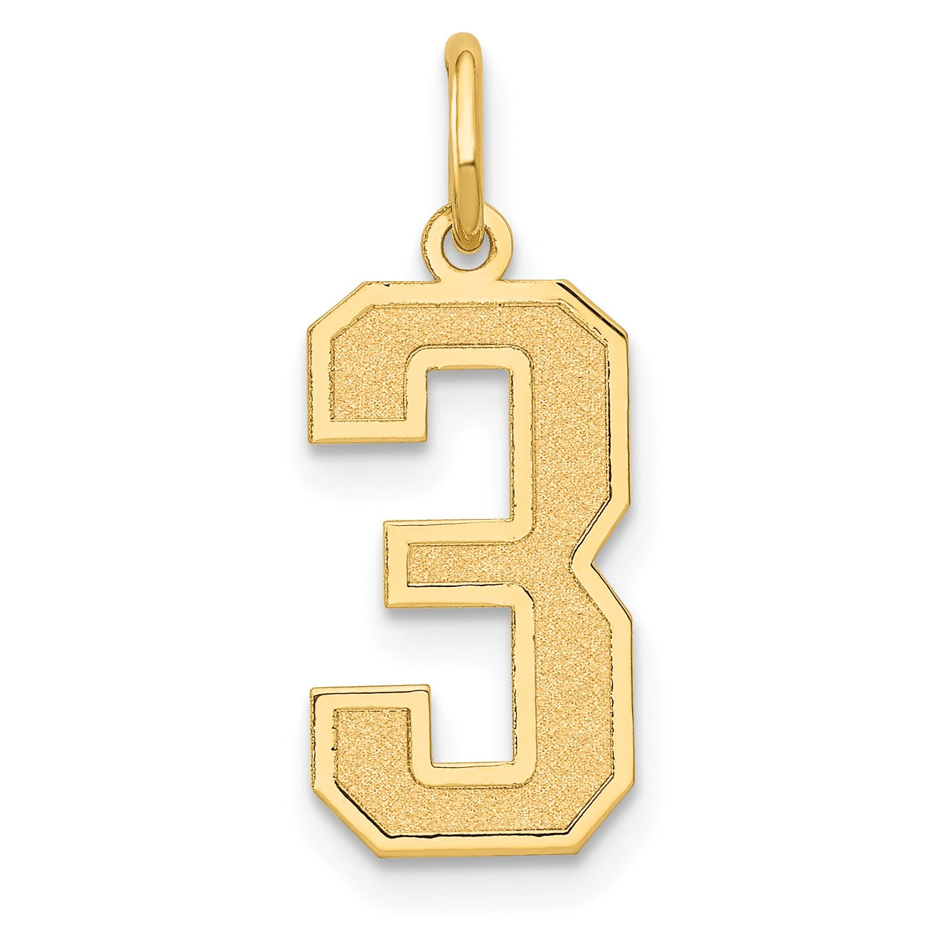 14k Medium Satin Number 3 Charm