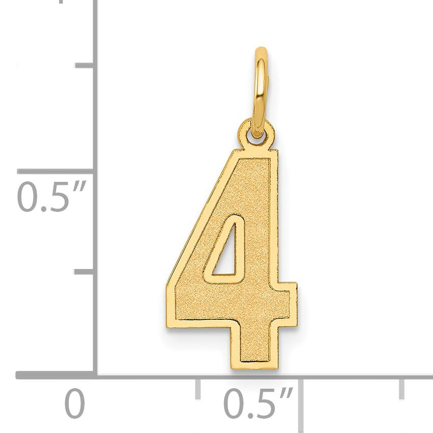 14k Medium Satin Number 4 Charm