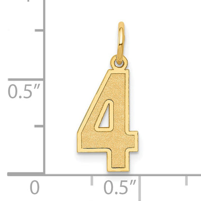 14k Medium Satin Number 4 Charm