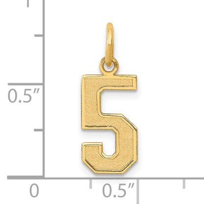 14k Medium Satin Number 5 Charm