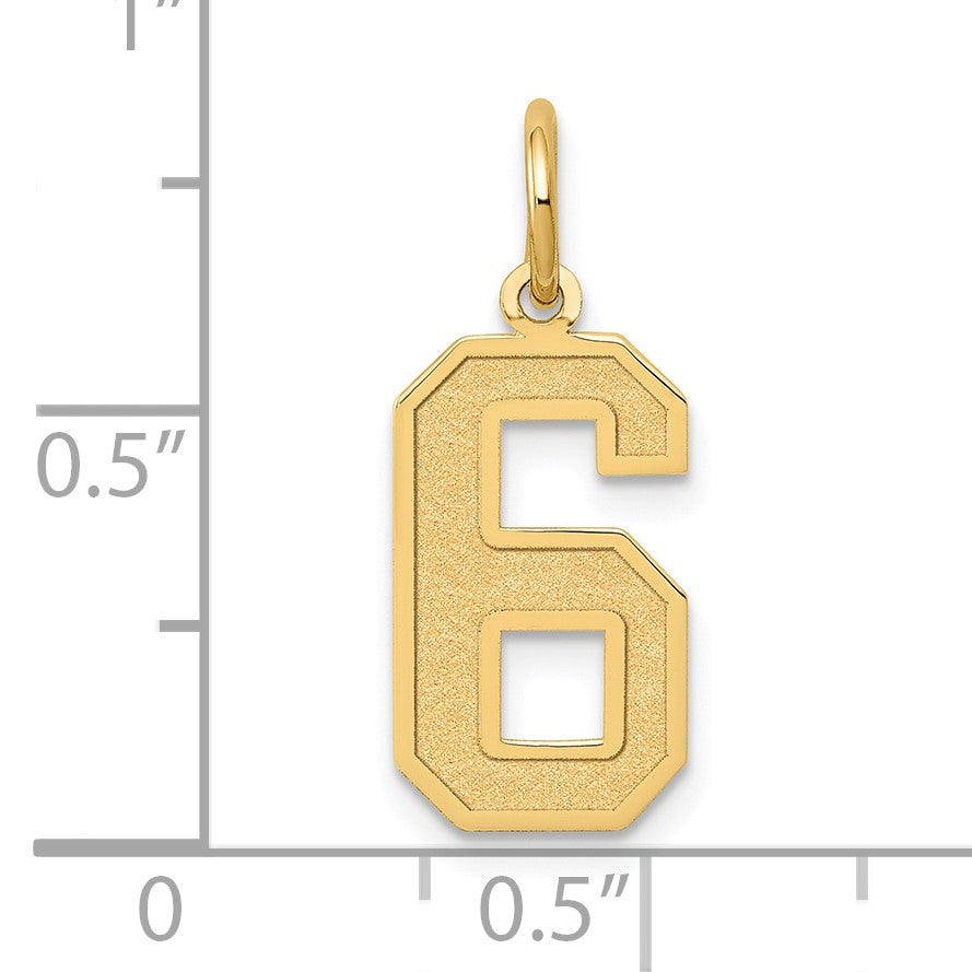 14k Medium Satin Number 6 Charm