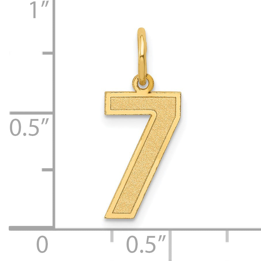 14k Medium Satin Number 7 Charm
