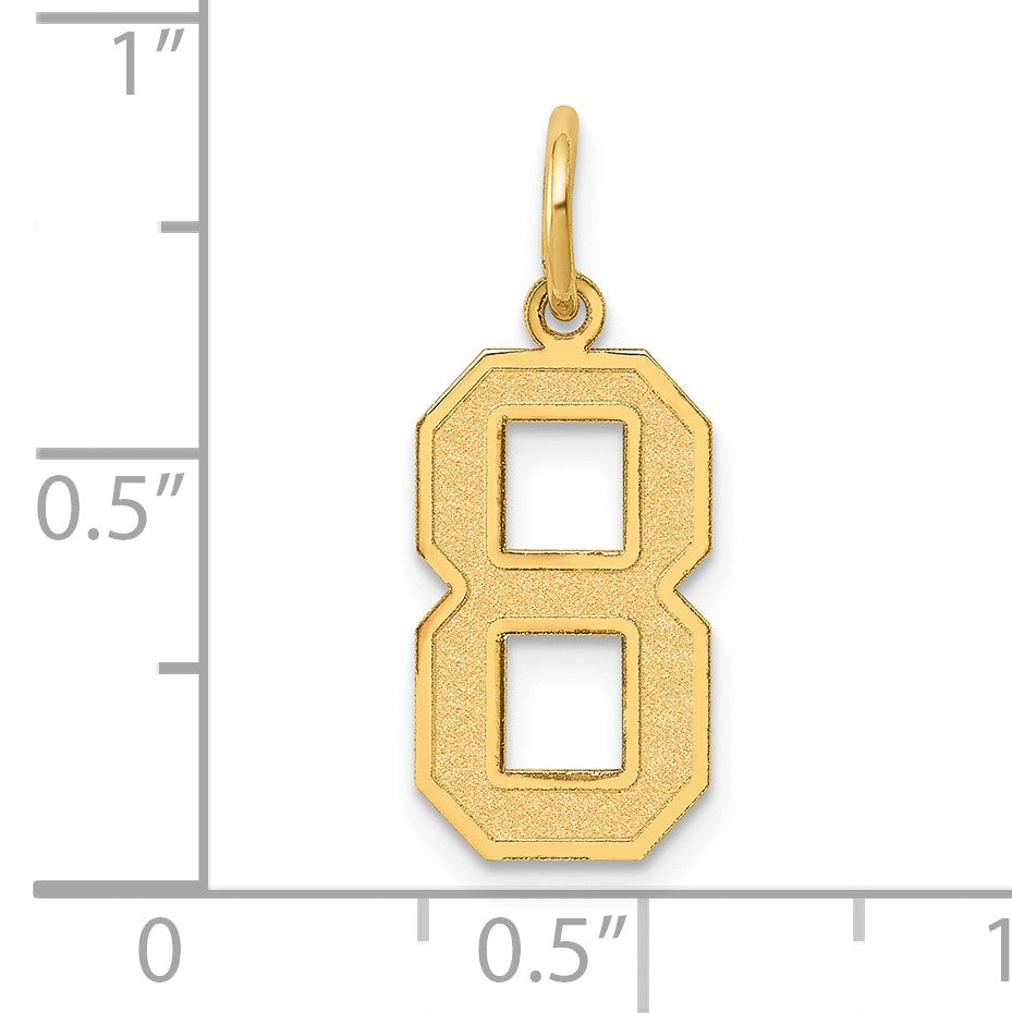 14k Medium Satin Number 8 Charm