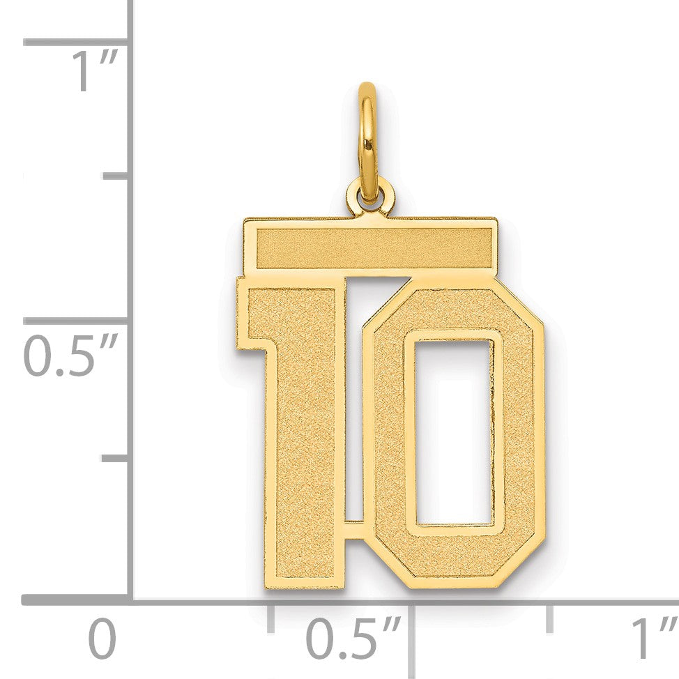 14k Medium Satin Number 10 Charm