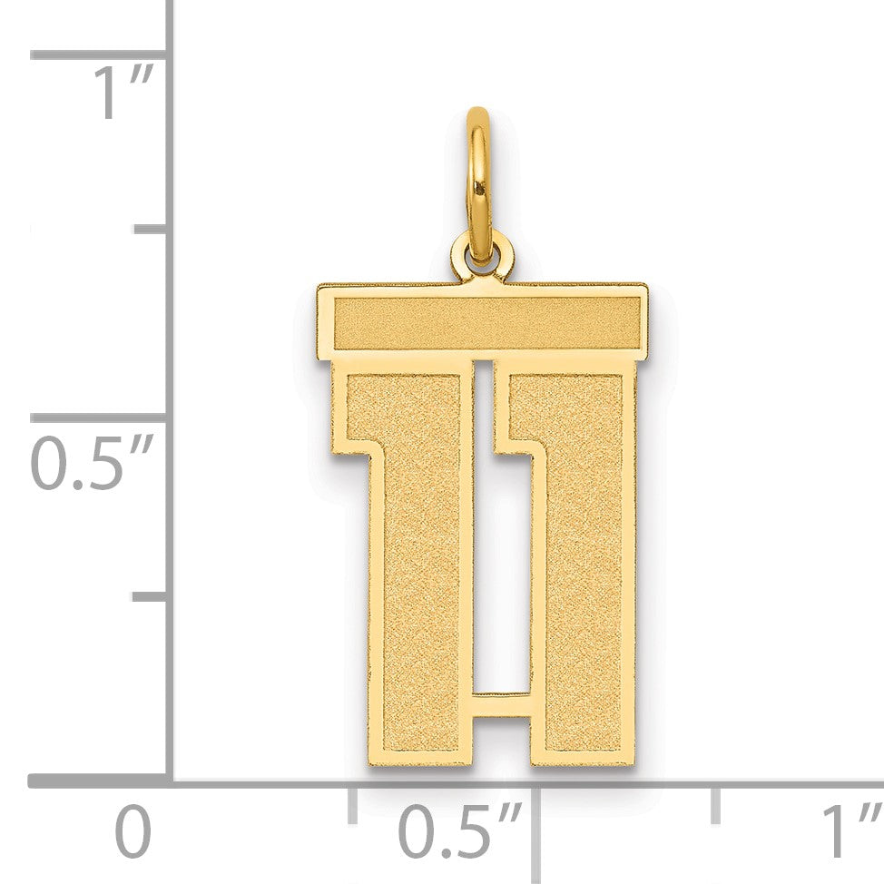14k Medium Satin Number 11 Charm