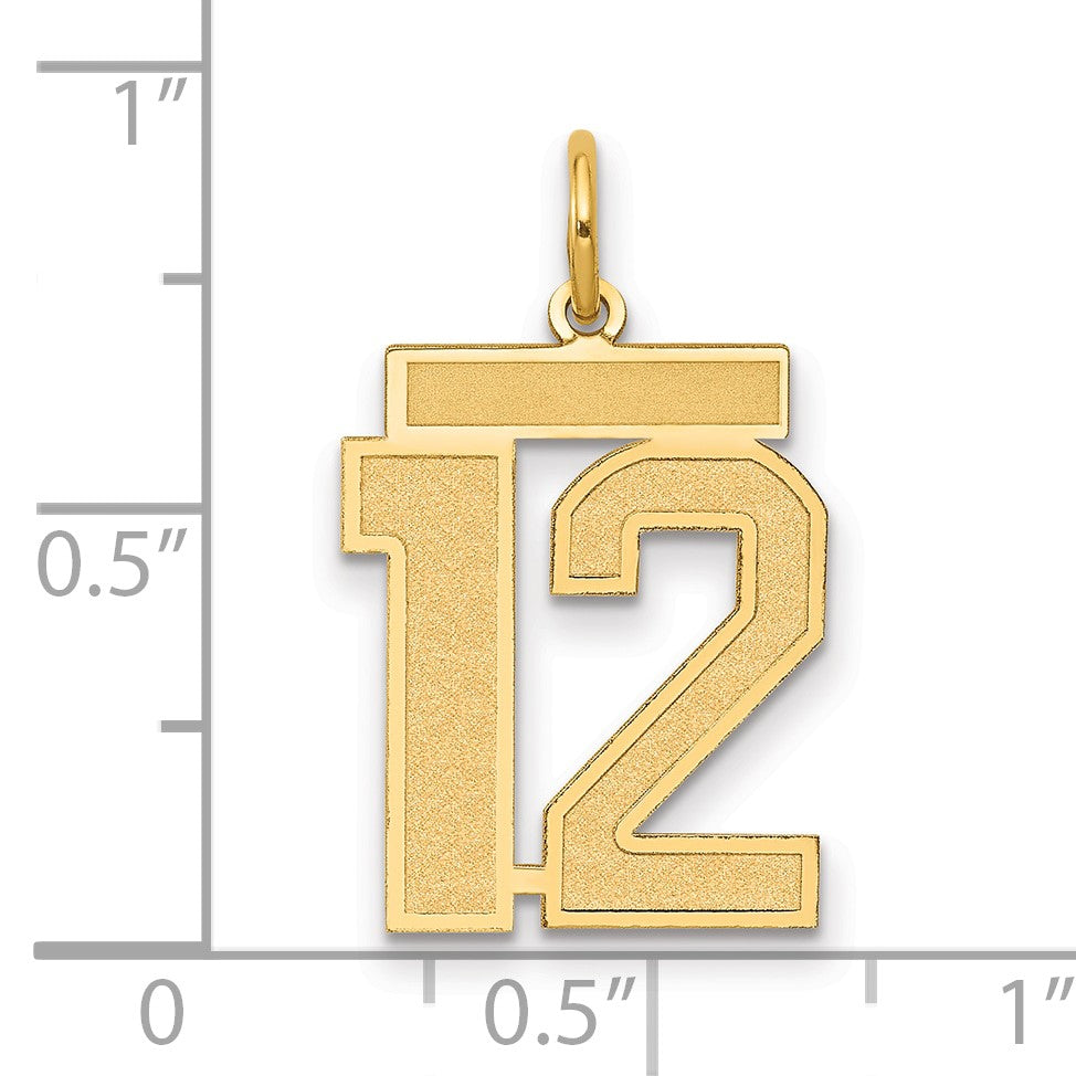 14k Medium Satin Number 12 Charm