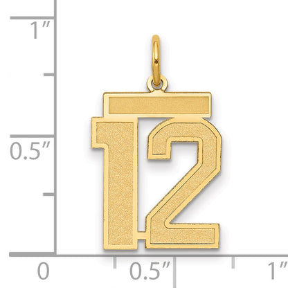 14k Medium Satin Number 12 Charm