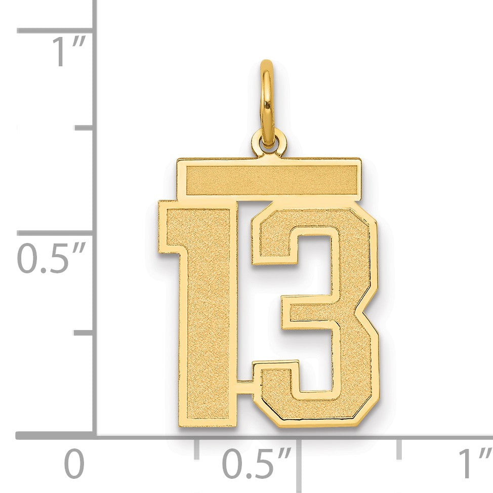 14k Medium Satin Number 13 Charm