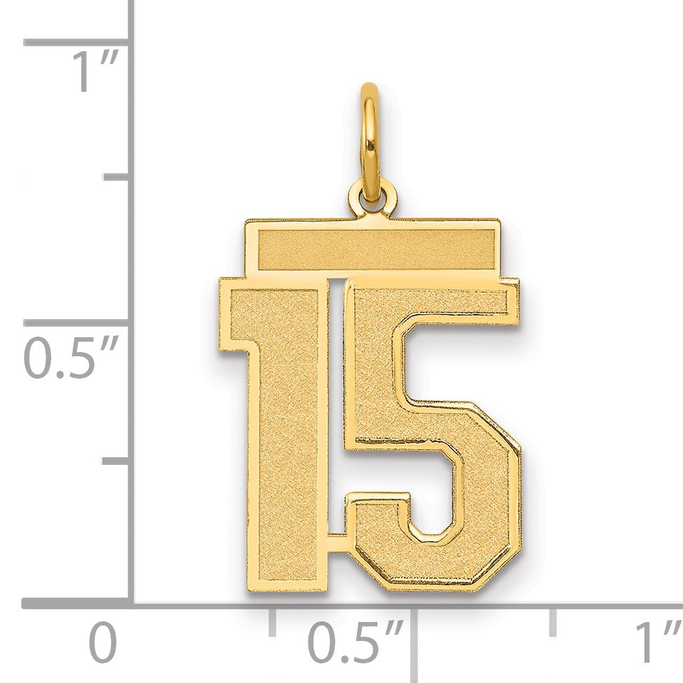 14k Medium Satin Number 15 Charm