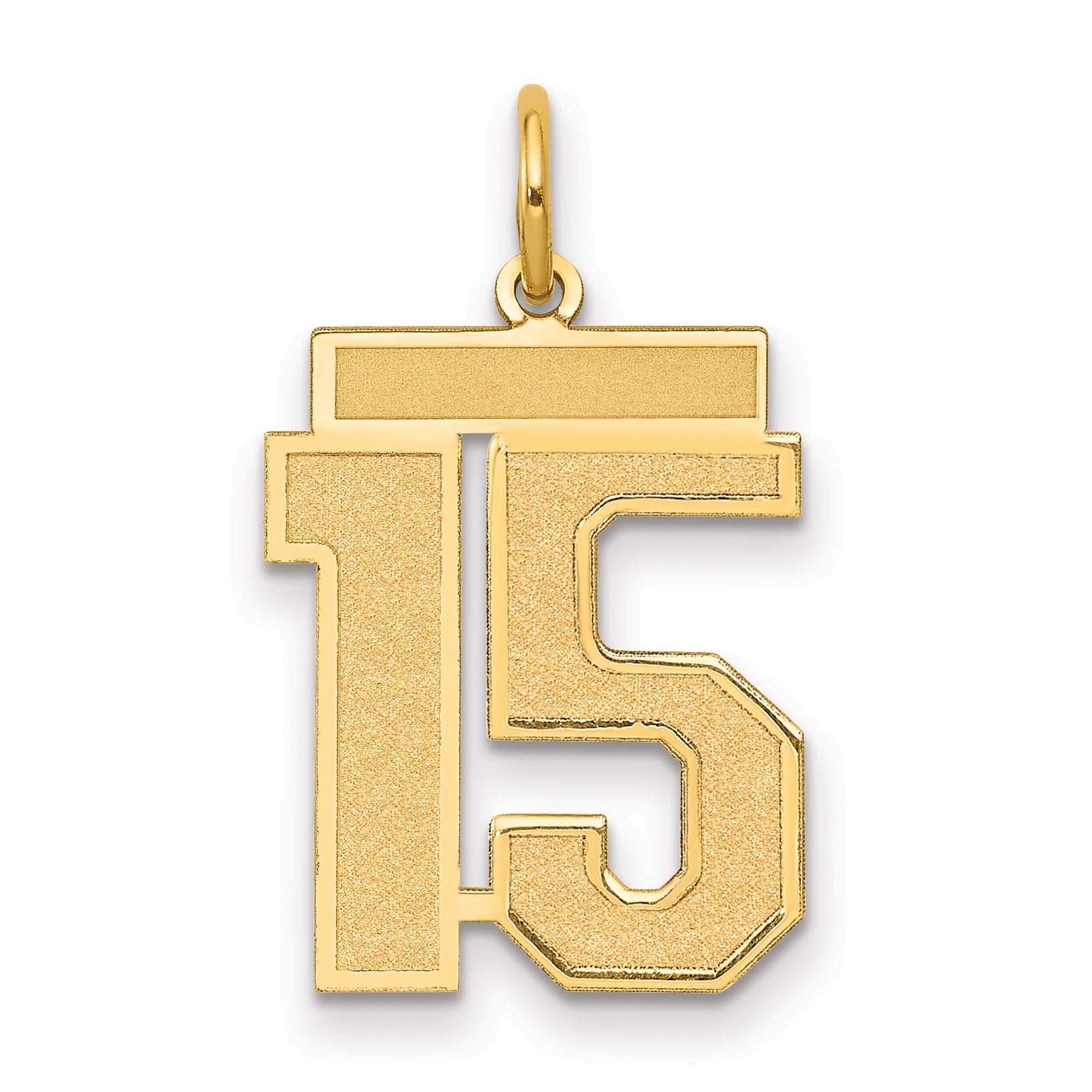 14k Medium Satin Number 15 Charm