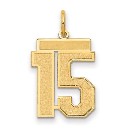 14k Medium Satin Number 15 Charm