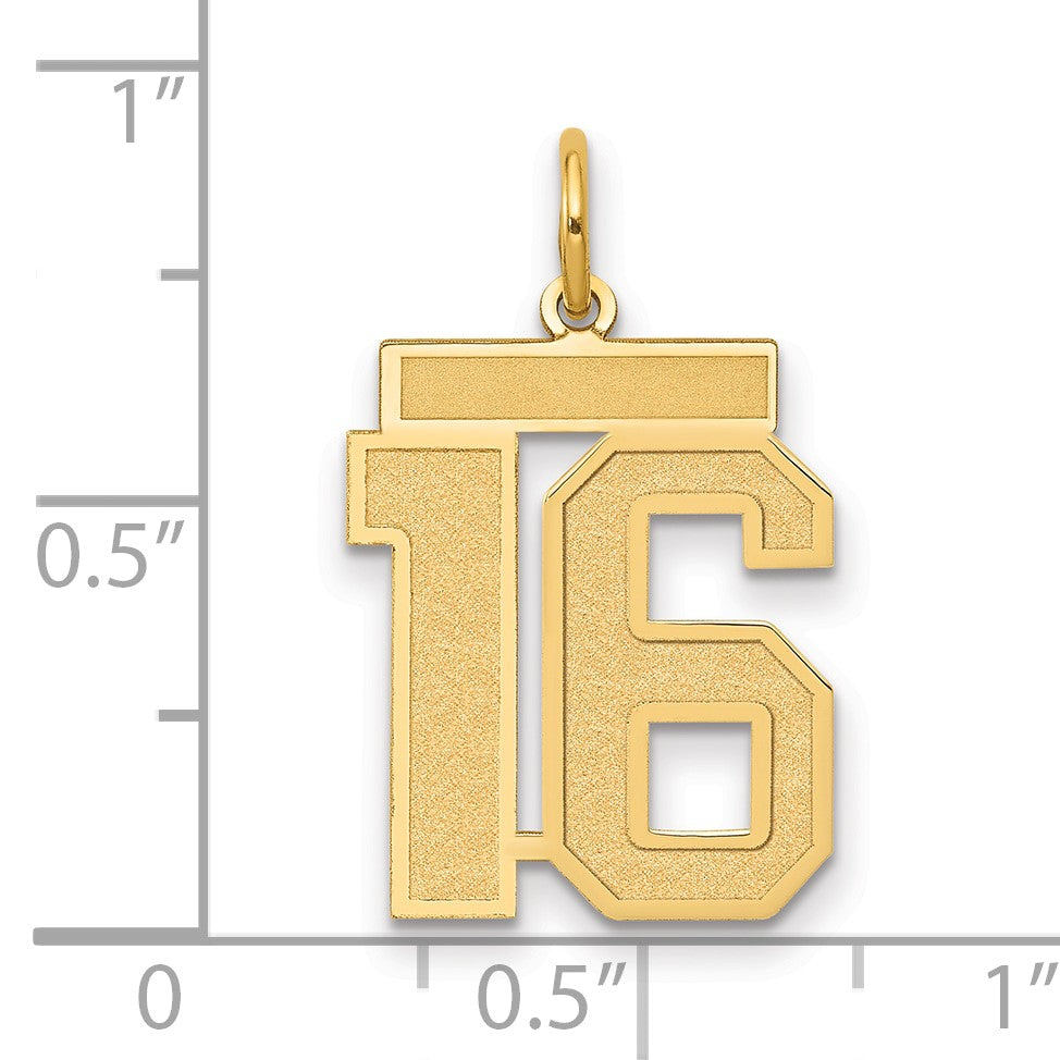 14k Medium Satin Number 16 Charm