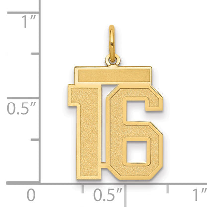 14k Medium Satin Number 16 Charm