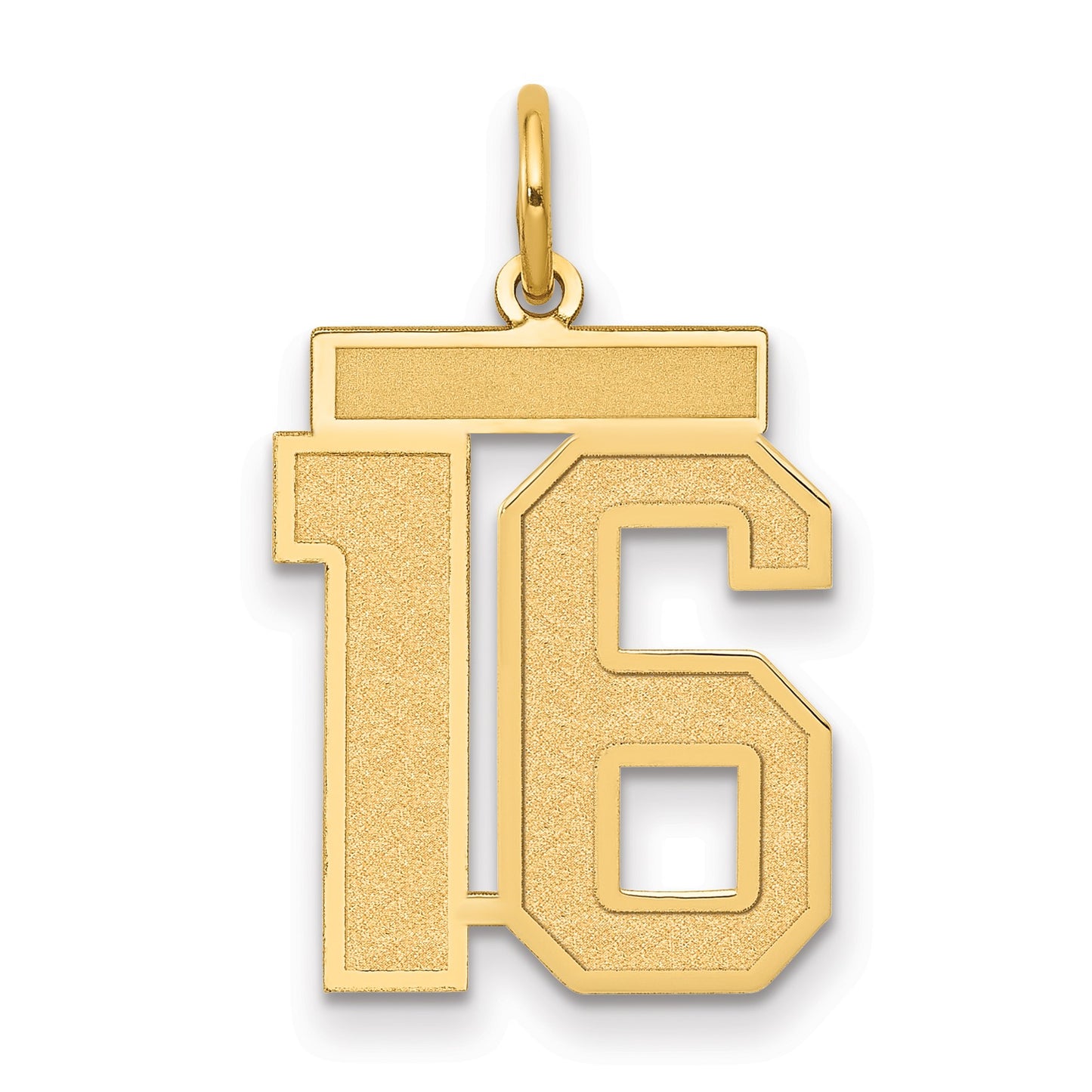 14k Medium Satin Number 16 Charm
