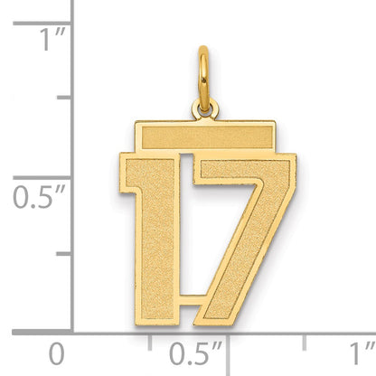 14k Medium Satin Number 17 Charm