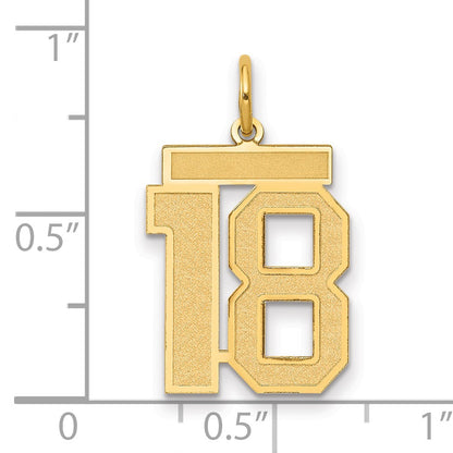 14k Medium Satin Number 18 Charm