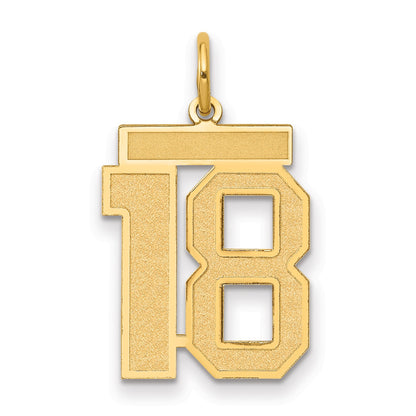 14k Medium Satin Number 18 Charm