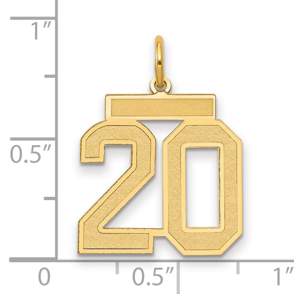 14k Medium Satin Number 20 Charm