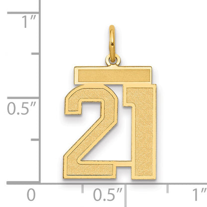 14k Medium Satin Number 21 Charm